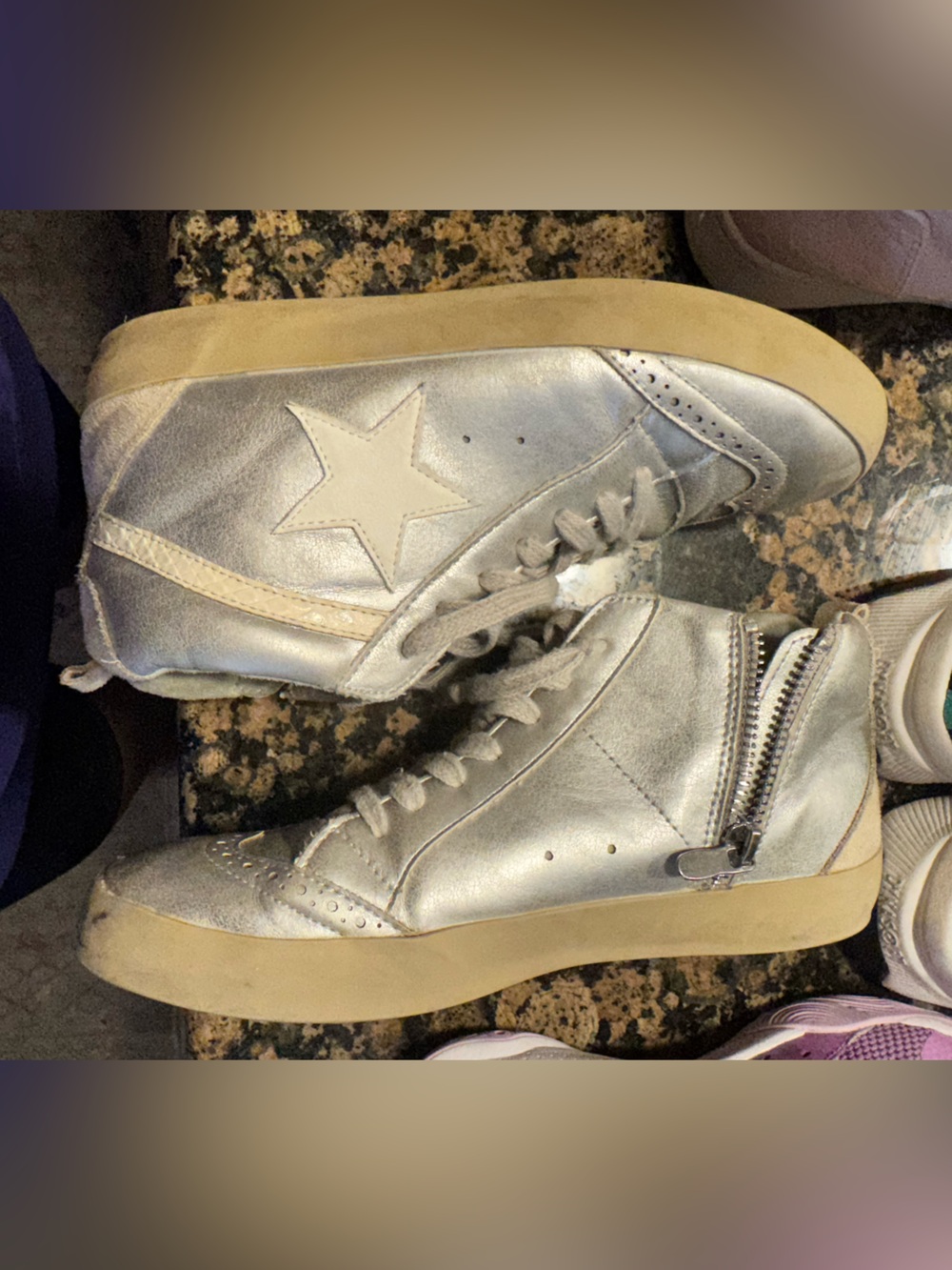 Shu-Shop Silver Star High-Top Sneakers